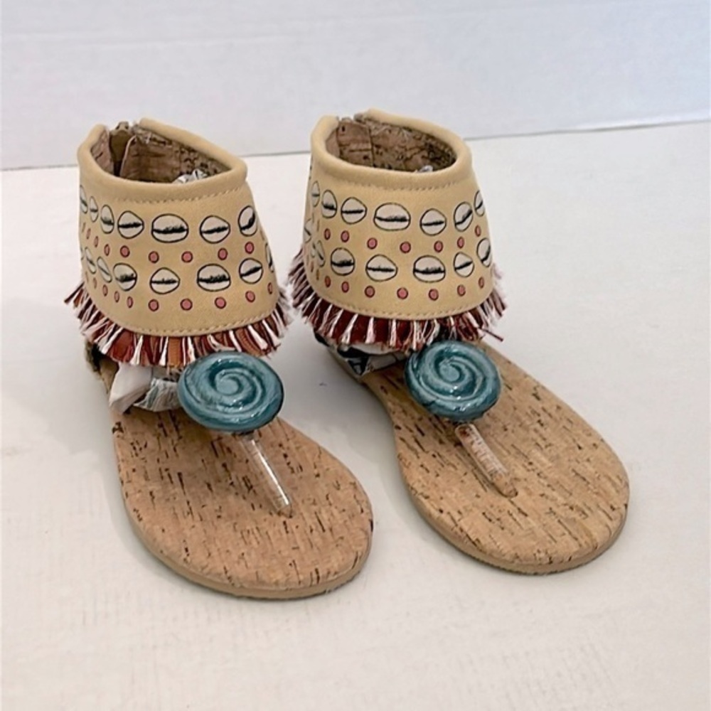 Disney Store Moana Sandals Dress Up Costume Kid's Size 11/12 zip back worn once